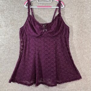 Torrid Babydoll Lingerie Top Womens Size 5 Purple Lace Stretchy Romantic Goth